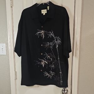 Joseph Feiss 100% Silk Bamboo Print Collared Button-Up Shirt XL